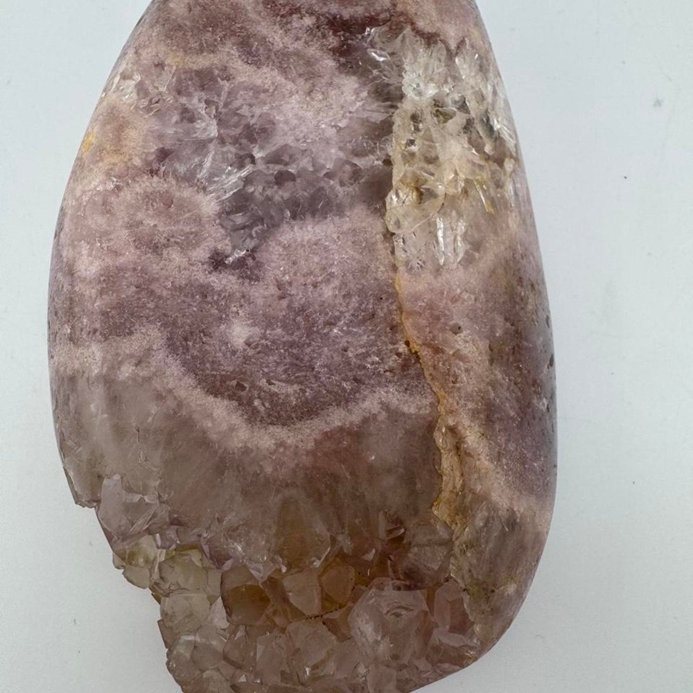 Pink Amethyst slab with Quartz druzys